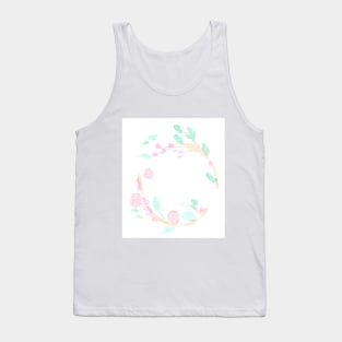 wreath, plants, round, nature, flowers, berries, watercolor, illustration, hand drawn, color, design Tank Top